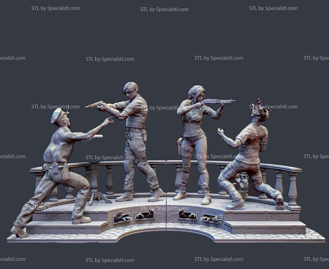 Leon Kennedy & Claire Redfield Diorama RE2 | Miravi