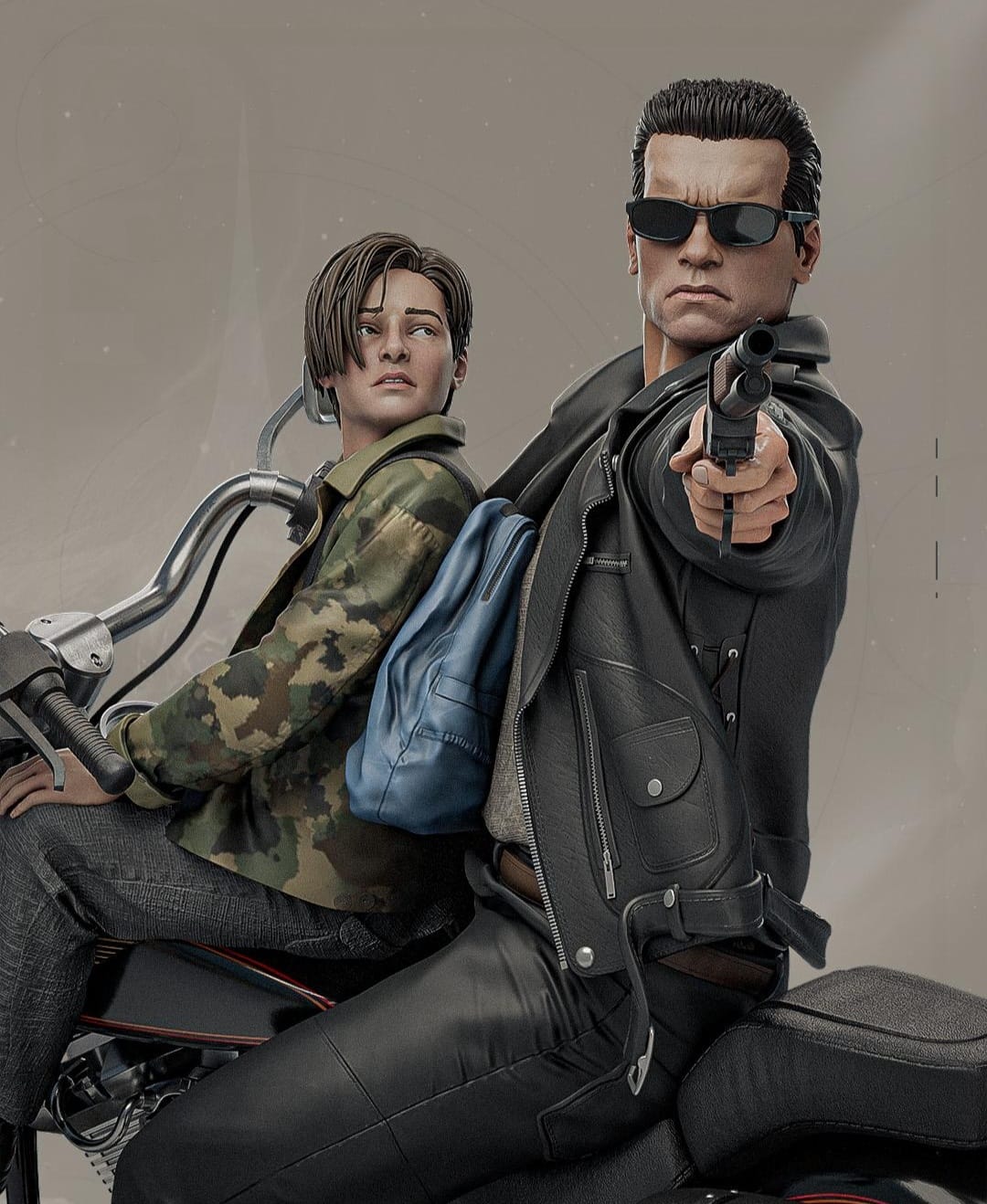 T-800 Exterminador do Futuro 2 Diorama na Moto | Miravi