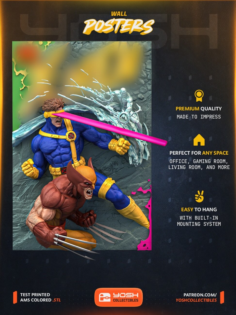 Quadros 3D Wolverine/Homem-Aranha/X-Men