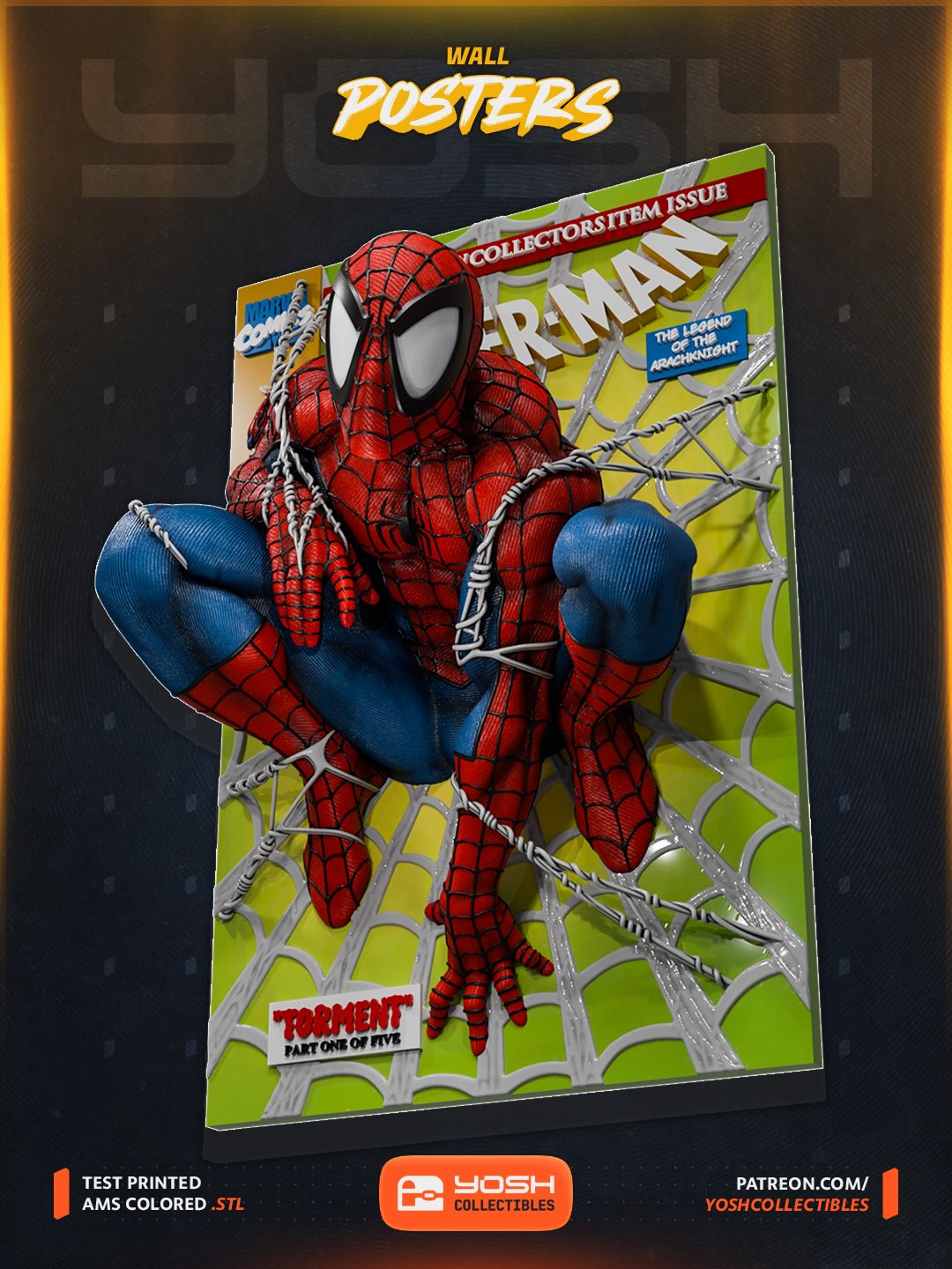 Quadros 3D Wolverine/Homem-Aranha/X-Men
