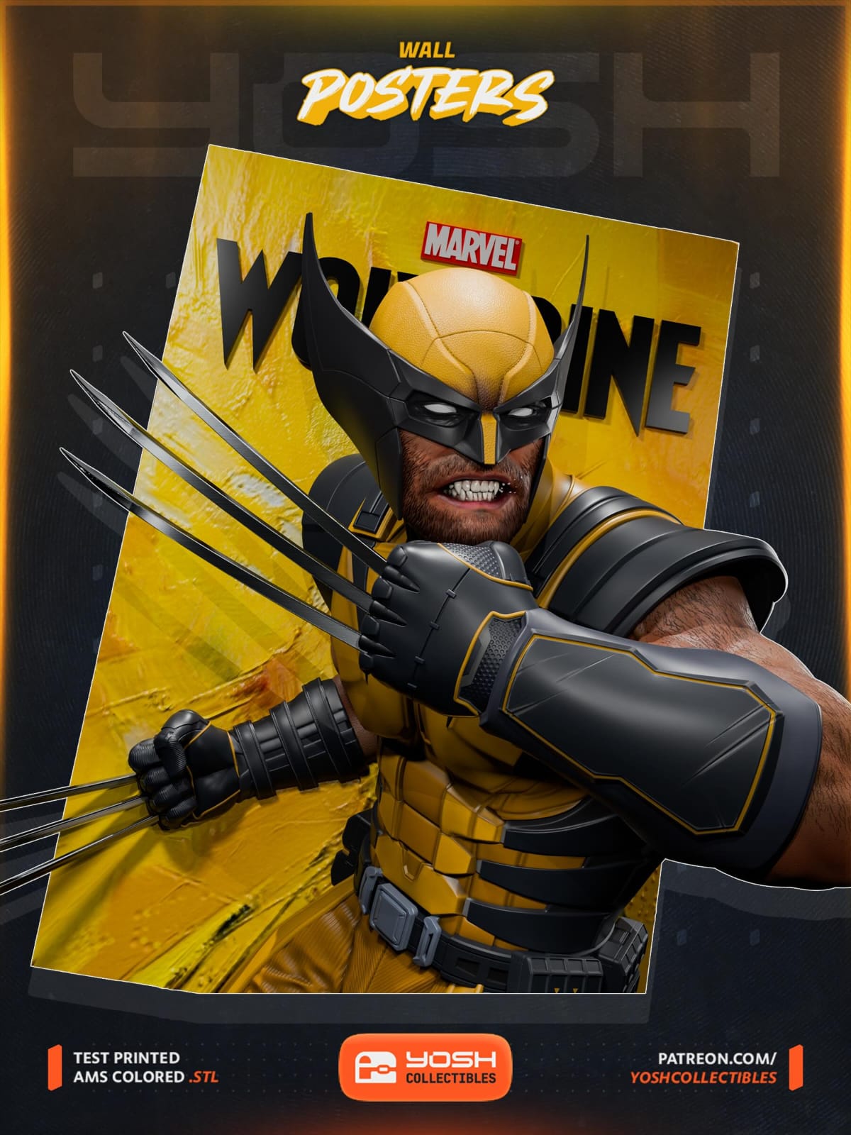 Quadros 3D Wolverine/Homem-Aranha/X-Men