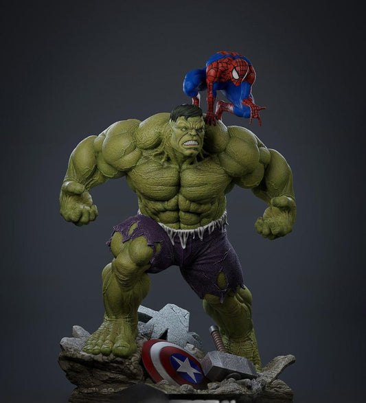 Hulk & Spider-Man Diorama 25 cm | Miravi